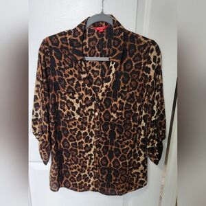 GUESS Leopard Print Button-Up Blouse Sz Sm